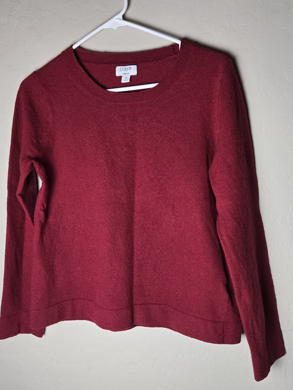 J Crew Teddie Crewneck Sweater Wool Blend In Burgandy Size Medium